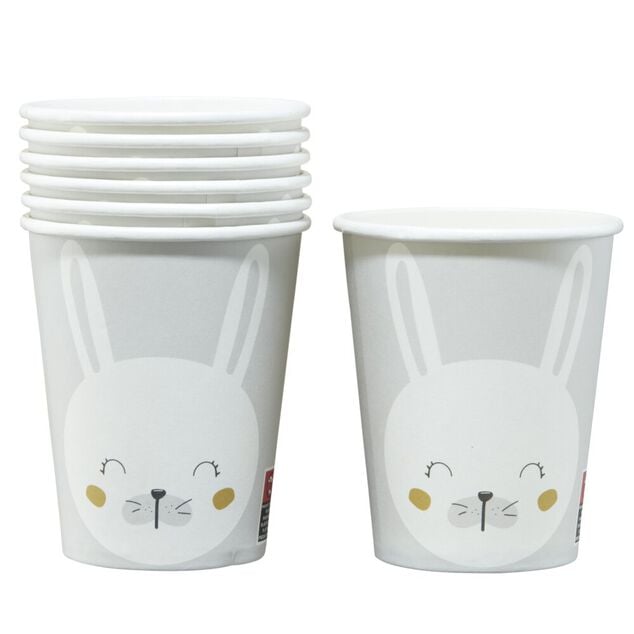 Lot de 10 gobelets en carton design lapin de P&acirc;ques
