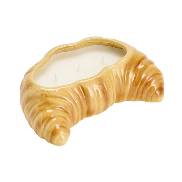Bougie pot forme croissant c&eacute;ramique 16x10xH5cm