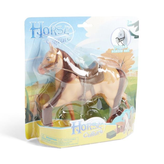 Kit de jeu écurie et cheval blanc ou marron