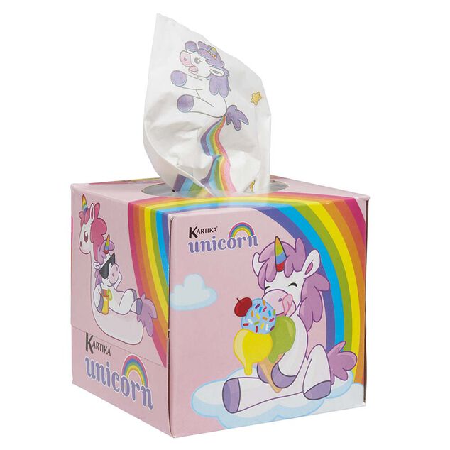 Bo&icirc;te de 56 mouchoirs licorne