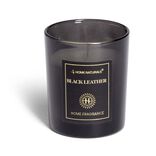 Bougie senteur cuir dans pot en verre Ø6,4xH7,9cm noir