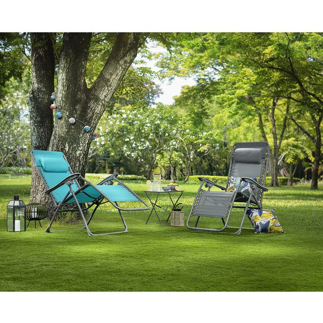 Fauteuil relax inclinable avec t&ecirc;ti&egrave;re bleu