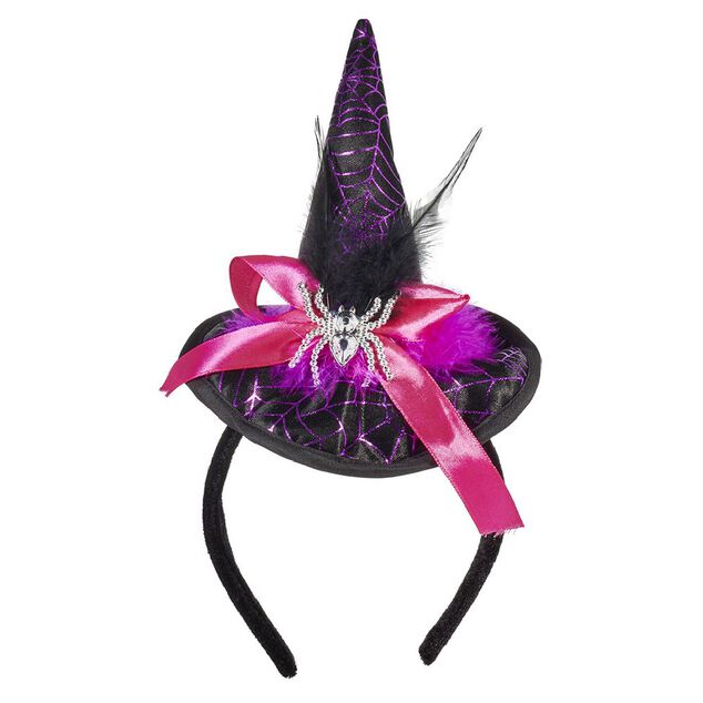 Serre-t&ecirc;te chapeau noir sorci&egrave;re enfant