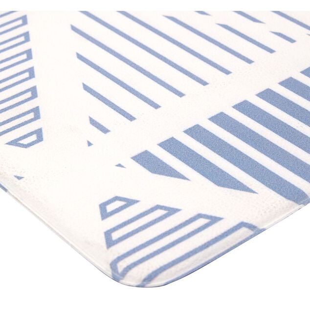 Tapis vinyle confort imprim&eacute; bleu et blanc 100x50cm
