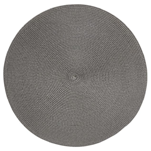 Set de table rond effet paille gris uni &oslash;38 cm