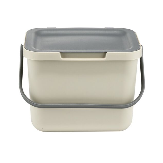 Poubelle &agrave; compost 6L plastique gris et beige 25,5x19xH18,5cm
