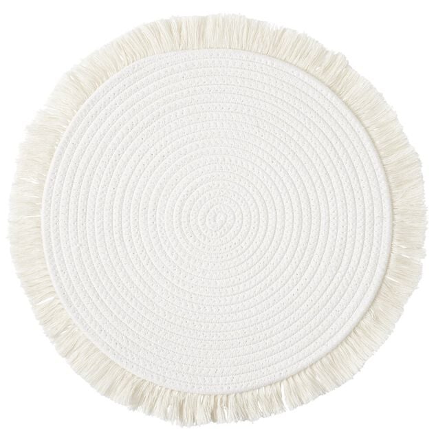 Set de table rond polycoton et frange &Oslash;42cm (3 mod&egrave;les)