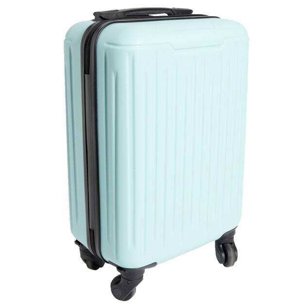 Valise cabine 26L rigide trolley 4 roues amovibles 51cm bleu clair