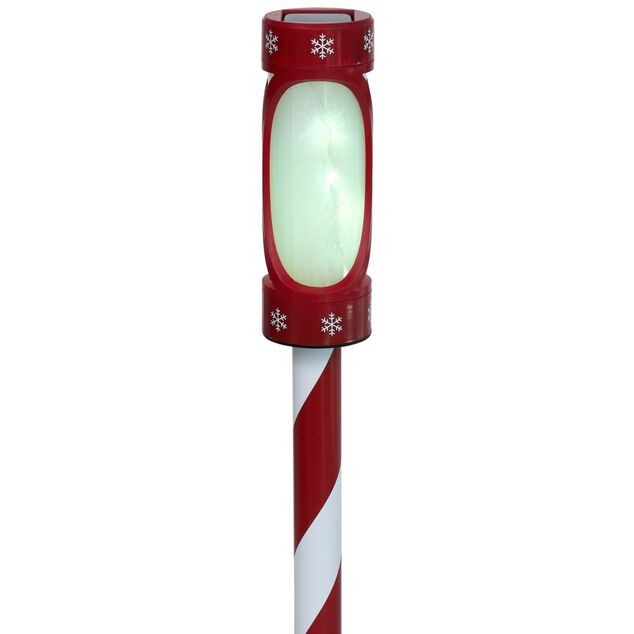 Borne solaire rouge et blanche 10LED couleurs changeantes H100cm