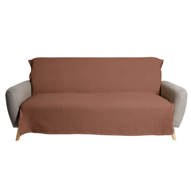 Jet&eacute; de canap&eacute; 170x250cm polycoton gaufr&eacute; terracotta