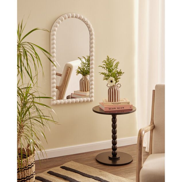 Miroir arche bord boule plastique gris 41x80cm