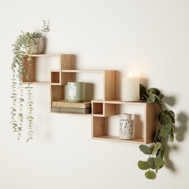 Lot de 3 &eacute;tag&egrave;res rectangulaires en bois