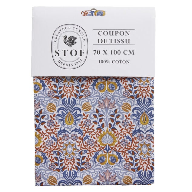 Coupon tissu imprim&eacute; Yvette 70x100cm coton rouge