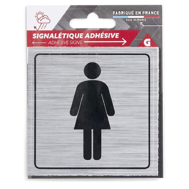 Signal&eacute;tique adh&eacute;sive "WC femme" - 8x8 cm