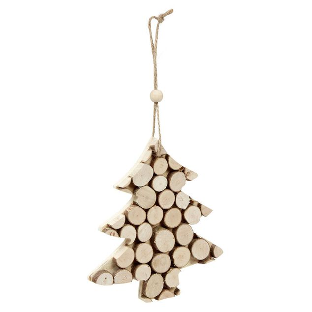 D&eacute;coration de No&euml;l &agrave; suspendre, effet rondins de bois