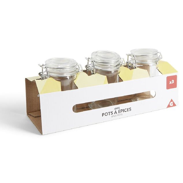 Lot de 3 pots &agrave; &eacute;pices en verre