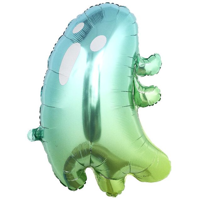 Ballon aluminium Halloween fant&ocirc;me bleu-vert 60xH80cm