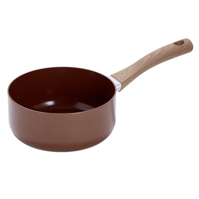 Casserole anti adh&eacute;sive tous feux manche effet bois &Oslash;18cm (2 mod&egrave;les)