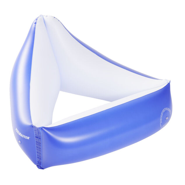 Si&egrave;ge de piscine gonflable forme triangle en plastique bleu 74x74xH25cm
