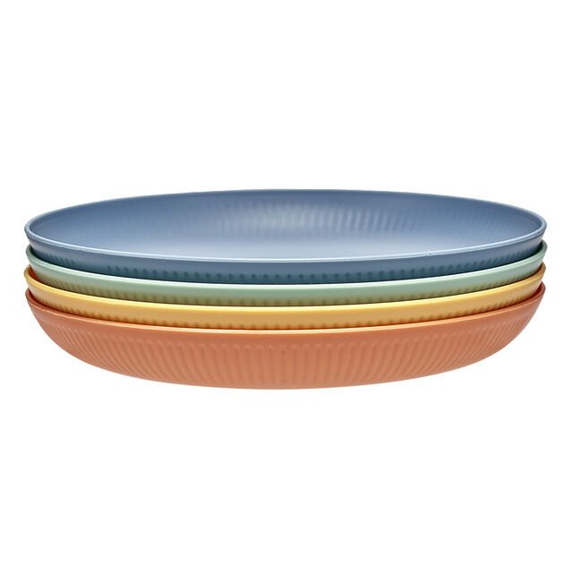 Assiette plate en plastique color&eacute; x4 &Oslash;20cm