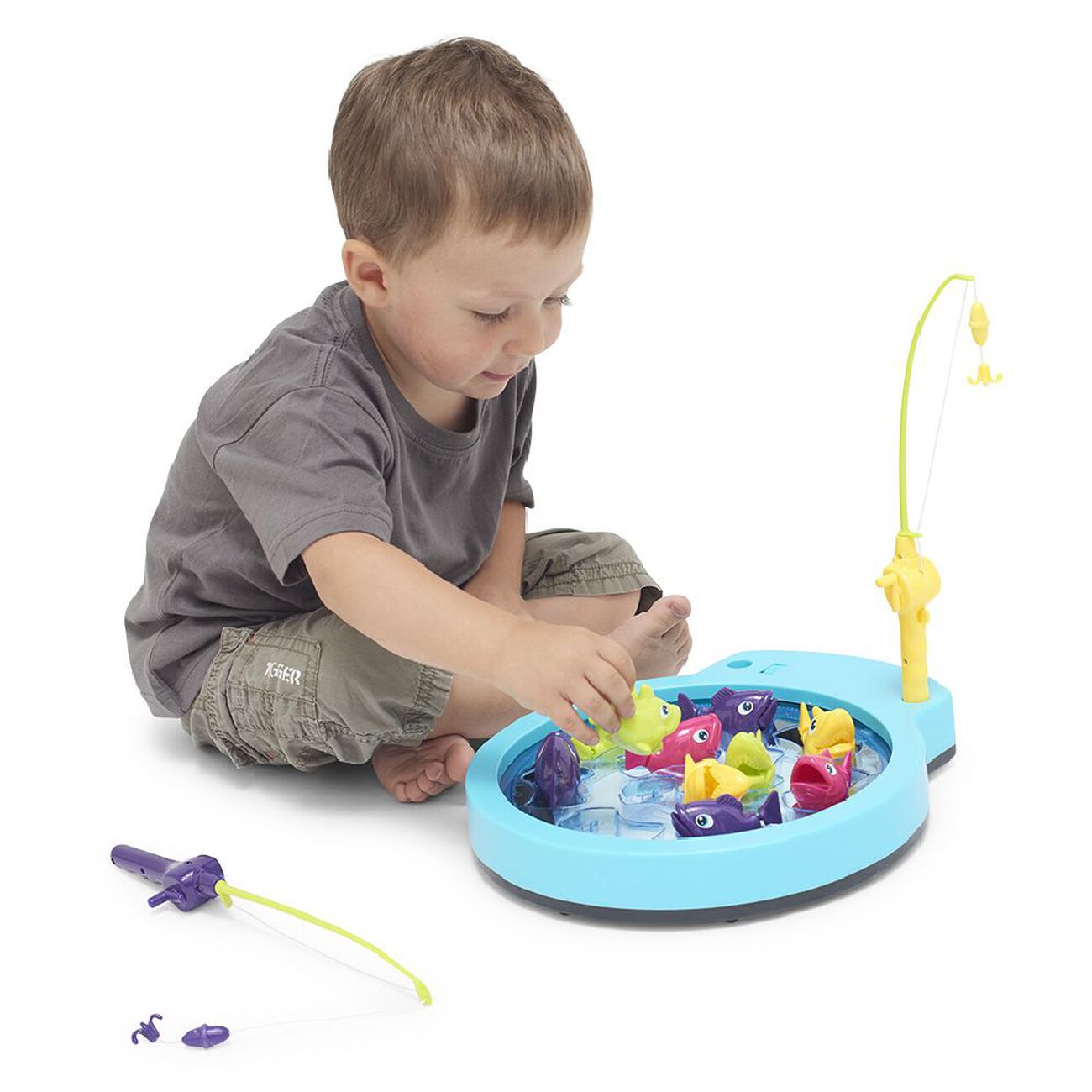 Petit Moulinet De Pêche Enfant - Jouet Ancien - Vert