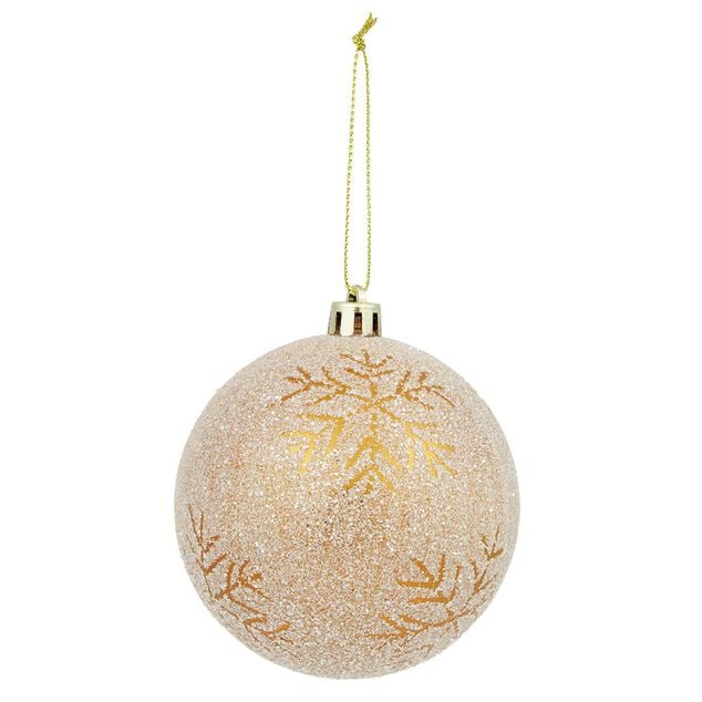 Boule de No&euml;l effet neige sur couleur cuivre &Oslash;8 cm