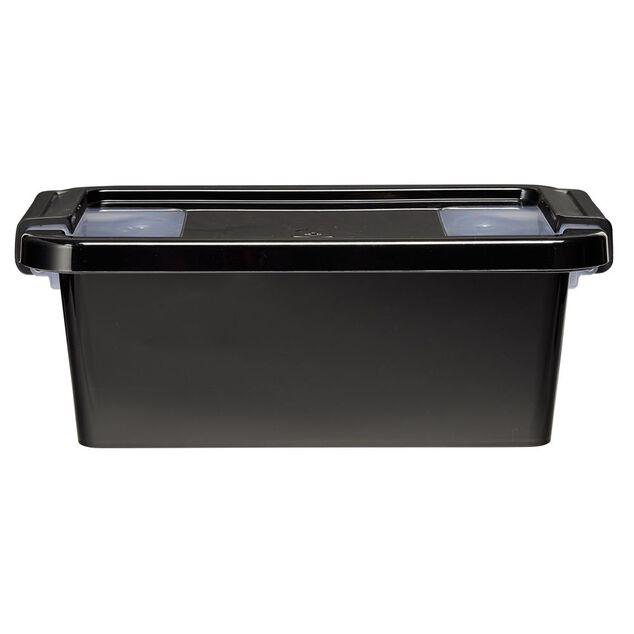 Bo&icirc;te de rangement avec couvercle noir transparent 4L