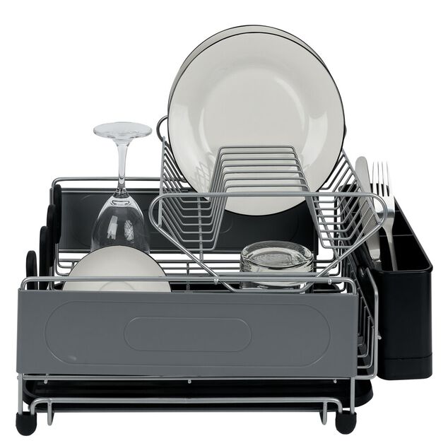 Égouttoir extensible en métal et plastique gris 41,5x30xH23,5cm