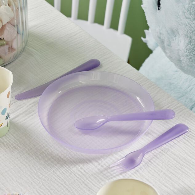 Lot de 4 assiettes enfant plastique color&eacute; &Oslash;18,5cm