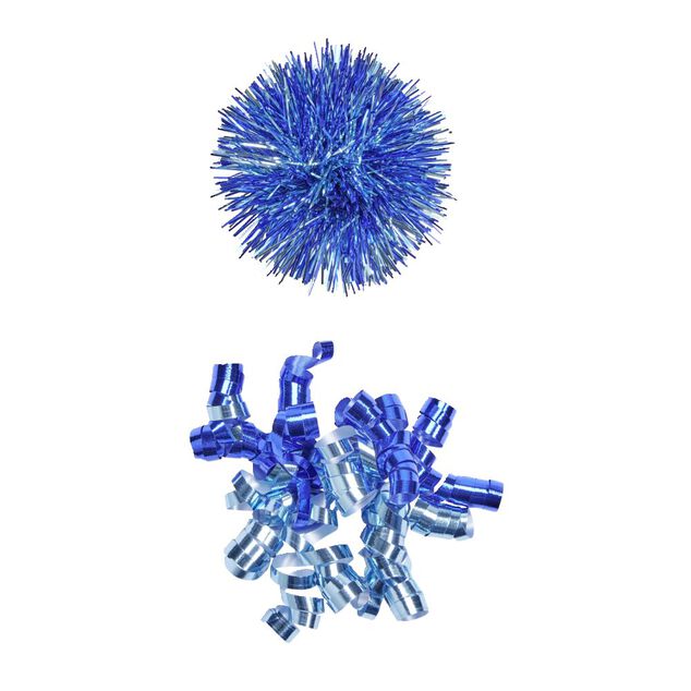Noeud cadeau avec pompons et frisettes H15cm (5 mod&egrave;les)