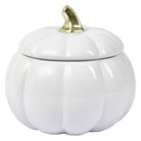Bonbonni&egrave;re porcelaine blanc Halloween forme citrouille &Oslash;18cm