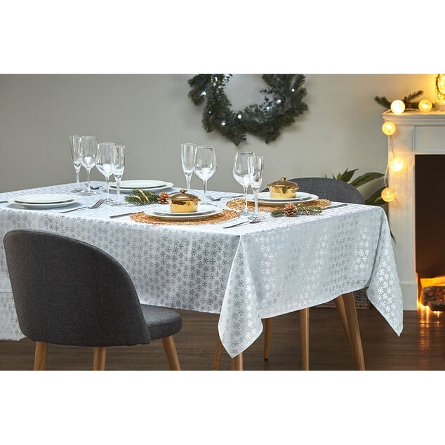 Nappe rectangulaire au d&eacute;cor dor&eacute; 140x300