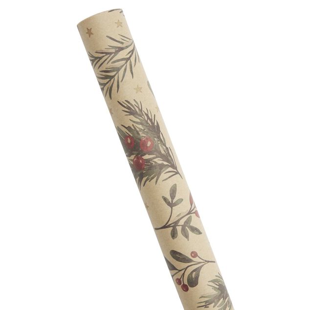 Papier cadeau No&euml;l kraft rouleau 2m motif traditionnel (6 mod&egrave;les)