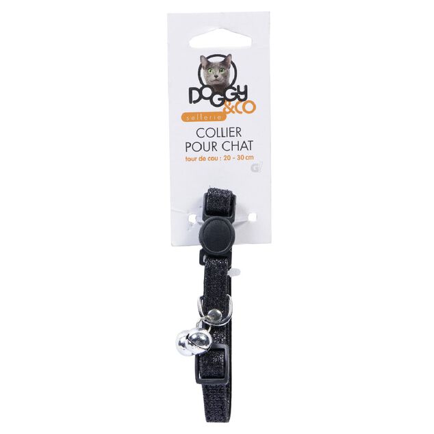 Collier pour chat grelot velours noir brillant