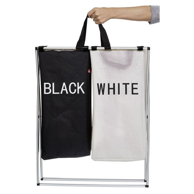 Panier &agrave; linge double tri blanc noir