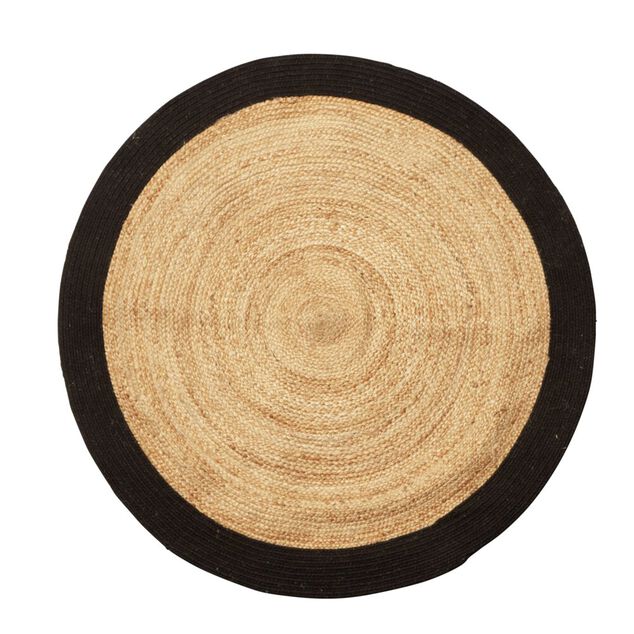 Tapis jute et coton &Oslash;120cm noir