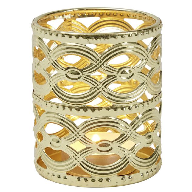 Bougeoir m&eacute;tal ajour&eacute; H.6,5 cm