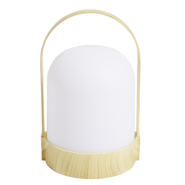 Lampe LED avec anse polypropylène blanc et beige H21,5xL14x13cm