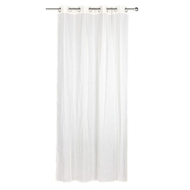 Voilage &agrave; oeillets aspect toile &agrave; beurre uni blanc ivoire