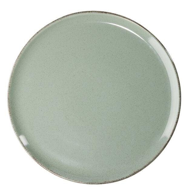 Assiette plate Lisbonne en gr&egrave;s vert &Oslash;27cm