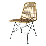 Chaise repas Bali acier et r&eacute;sine inject&eacute; marron 47x59xH85cm