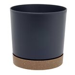 Pot tubo plastique et bois gris anthracite &Oslash;13xH13cm