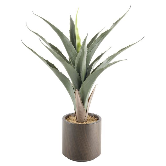 Plante artificielle Aloe dans pot effet noyer &Oslash;38xHH60cm