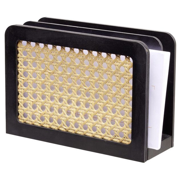 Range courrier cannage rotin naturel noir