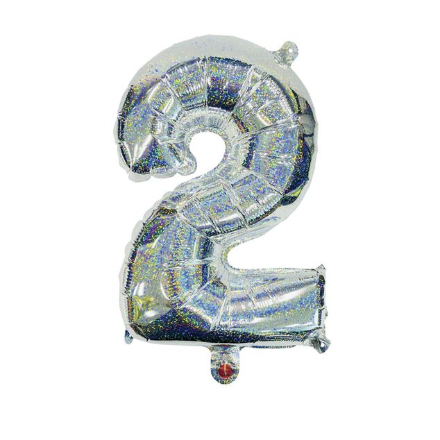 Ballon chiffre 2 noir argenté ou doré