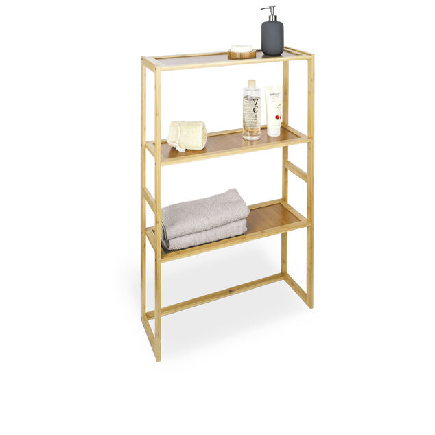 Meuble salle de bain bambou 3 niveaux 57xH90x20cm