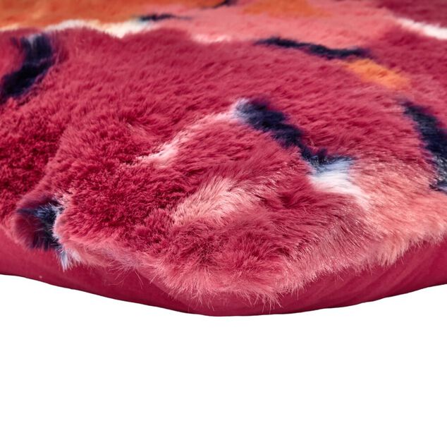 Coussin carr&eacute; vintage motif fleurs rose blanc orange 40x40cm
