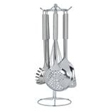 Set de 6 ustensiles de cuisine avec support inox gris Ø16xH40,5cm