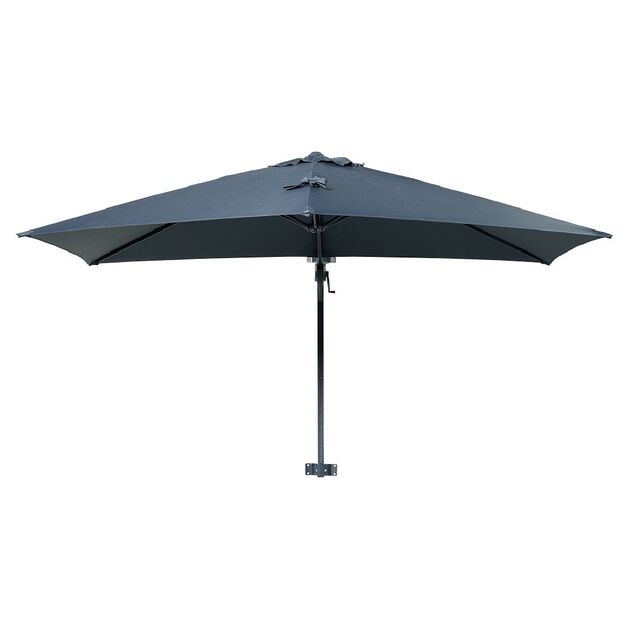 Parasol d&eacute;port&eacute; mural Wallstreet rond gris avec housse &Oslash;250xH140cm