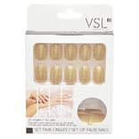 Kit faux ongles paillet&eacute;s dor&eacute;s 24 pi&egrave;ces
